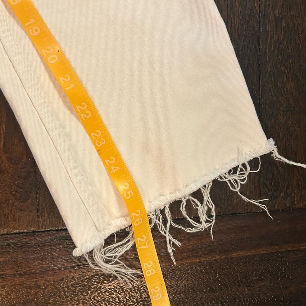 Zara White Frayed Hem Denim Pants - Picture 2 of 11